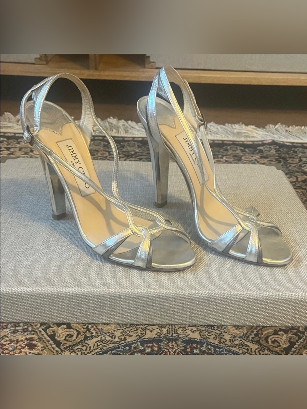 Jimmy Choo Silver Strappy Heels